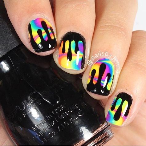 Colorful drip nail art by @nailsby.jenna using Whats Up Nails dripping stencils from WhatsUpNails.com @whatsupnails Nails Dipped, Stickers For Nails, Kids Nail Designs, Rainbow Nail, Nail Vinyls, Drip Nails, Nails For Kids, Summer Acrylic Nails, Rainbow Nails