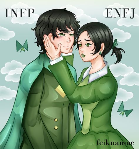 Enfj And Infp Couple, Enfj Infp Couple Fanart, Infp Male Fanart, Enfj X Infj Couple, Enfj Infp Couple, Enfj Female, Infp Male, Enfj Fanart, Infp Anime