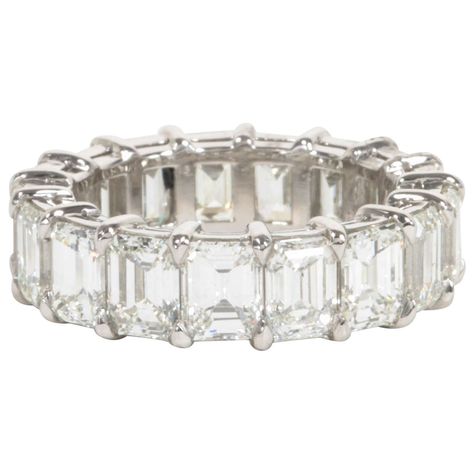 Classic Emerald Cut Diamond Eternity Band | From a unique collection of vintage wedding rings at http://www.1stdibs.com/jewelry/rings/wedding-rings/ Emerald Cut Diamond Eternity Band, Diamond Birthstone, Vs2 Diamond, Stunning Engagement Ring, Sapphire Wedding, Emerald Cut Diamond, Eternity Wedding Band, Platinum Metal, Eternity Band Diamond