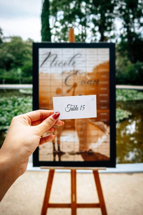 Photo Seating Chart - wedding seating table assignments Picture Seating Chart Wedding, Photo Seating Chart, Wooden Heart Guest Book, Wedding Seating Table, Seating Chart Display, Memorable Wedding Ideas, Rustic Card Box Wedding, Rustic Wedding Cards, Table Assignments