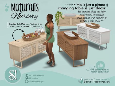 SIMcredible!'s Naturalis- baby changing table Sims 4 Changing Table, Sims 4 Cheats, Sims Baby, Baby Changing Station, Sims 4 Family, Sims 4 Cc Kids Clothing, Homes Ideas, Baby Changing Table, Baby Changing Tables