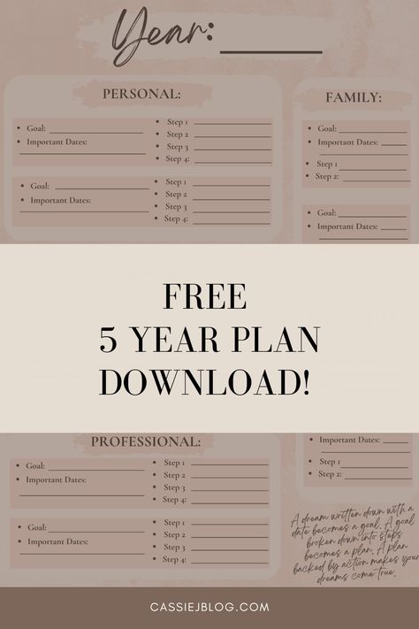 5 Year Goal Planning Template, Five Year Plan Template Free Printable, 2 Year Life Plan Template, Planning The Year, 2 Year Plan Template, 5 Year Planner, Yearly Goals Template Free Printable, 5 Year Life Plan Template, 10 Year Plan Template