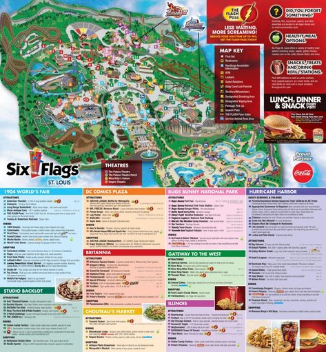 Six Flags St. Louis Park map Six Flags Arlington Texas, Six Flags Texas, Six Flags St Louis, Six Flags Over Georgia, Theme Park Map, Band Trip, Six Flags Over Texas, Dallas Travel, Texas Parks