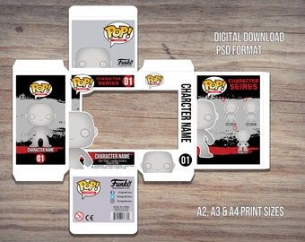 Funko Pop Template, Funko Pop Box Template, Funko Box, Funko Pop Box, Editing In Photoshop, A4 Template, Custom Funko Pop, Pop Box, Custom Funko