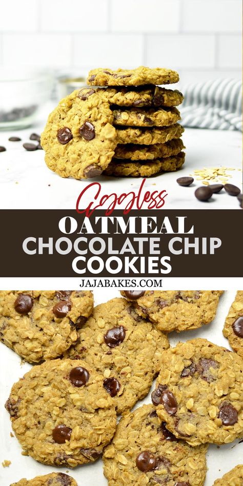 These Eggless Oatmeal Chocolate Chip Cookies are so easy and quick to make with simple ingredients. In fact, these are so good and you will be surprised with their crisp, crunchy, and chewy texture. Eggless Oatmeal Chocolate Chip Cookies, Eggless Oats Cookies, Eggless Oatmeal Cookies, Cookie Recipes Without Eggs, Soft Chewy Oatmeal Cookies, Oat Chocolate Chip Cookies, Peanut Butter Oatmeal Chocolate Chip, Peanut Butter Oatmeal Chocolate Chip Cookies, Cranberry Cookies Recipes