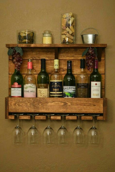 Wine Rack Projects, Wine Rack Shelf, Wine Rack Design, Pallet Wine Rack, Pallet Wine, Rustic Wine Racks, Wood Wine Racks, Wine Glass Rack, Wine Decor