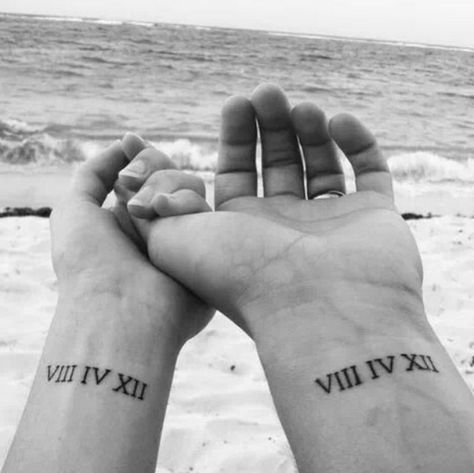 Husband Wife Tattoos, Wedding Date Tattoos, Girlfriend Tattoos, Marriage Tattoos, Anniversary Tattoo, Husband Tattoo, Wife Tattoo, Roman Numeral Tattoos, Relationship Tattoos