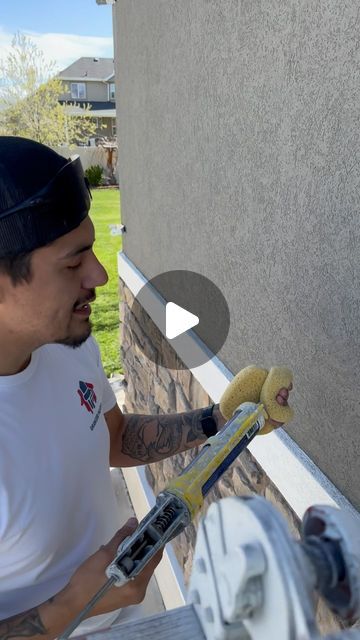 Granger Painters on Instagram: "Do you caulk your stucco cracks? 😎 
#exteriors #painting #stucco" Exterior Stucco Makeover, Stucco Foam Trim Moldings, Stucco Makeover, Painting Stucco Exterior, Stucco Exterior Makeover, Diy Stucco Exterior, Stucco Exterior Colors, Stucco Patch, Stucco Paint