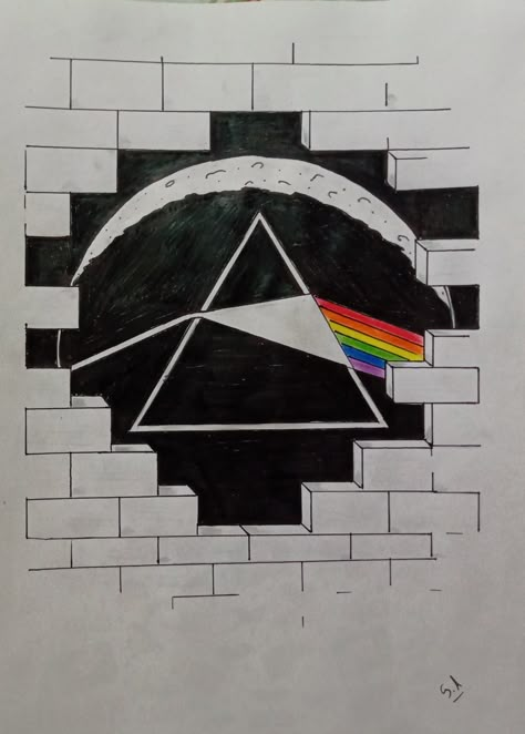 Pink Floyd Drawing Easy, Rock And Roll Drawings Easy, Rock Music Drawings Ideas, Pink Floyd Sketch, Pink Floyd Art Drawings, Rock Band Drawings, Rock Star Drawing, Pink Floyd Drawing, Pink Floyd Ideas