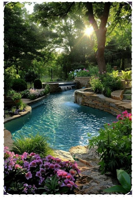 Beautiful Swimming Pools, Dreamy Pools, Functional Backyard, Backyard Water Feature, Natural Swimming Pools, Pool Garden, Backyard Pool Landscaping, Backyard Landscaping Ideas, Dream Pools