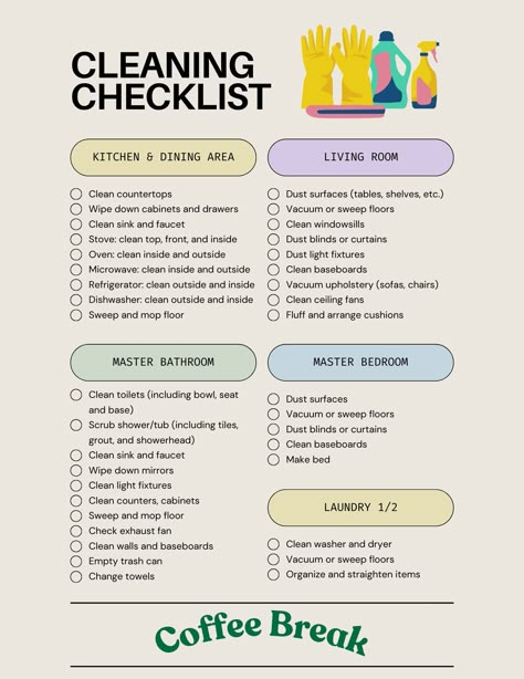 Eine Checkliste für die Hausreinigung ist ein wesentliches Werkzeug, um Ihr Zuhause makellos und organisiert zu halten. Vom Bettenmachen über das Abwischen von Oberflächen bis hin zur Tiefenreinigung von Geräten und dem Organisieren von Schränken - diese umfassende Checkliste hilft Ihnen, mühelos den Überblick über Ihre Putz-Routine zu behalten. DIES IST EIN PDF House Keeper Checklist, Basic Cleaning Checklist, Dusting Blinds, Basic House, Cleaning Supplies List, Deep Cleaning Hacks, Cleaning Inspiration, Cleaning Faucets, House Cleaning Checklist