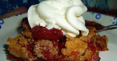 Strawberry Jiffy Cobbler Fruit Cobbler Recipe, Cobbler Recipes Easy, Frozen Peaches, Fruit Cobbler, Just A Pinch Recipes, Cherry Cobbler, Strawberry Patch, Sour Cherry, Just A Pinch