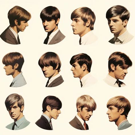 60’s Fashion Men, 60s Hairstyles Men, 1960s Mens Hairstyles, British Hairstyle, 60s Mod Hair, 60s Collage, 80s Hairstyles Men, 1960 Hairstyles, 60s Men