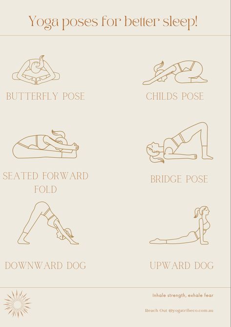 Try these yoga poses for better sleep before bed. Calming your body and mind. Stretching For Better Sleep, Morning And Night Stretches, Bed Time Stretches, Before Bed Stretches, Sleep Stretches, Night Stretches, Bedtime Yoga Poses, Yoga In Bed, Yoga For Better Sleep