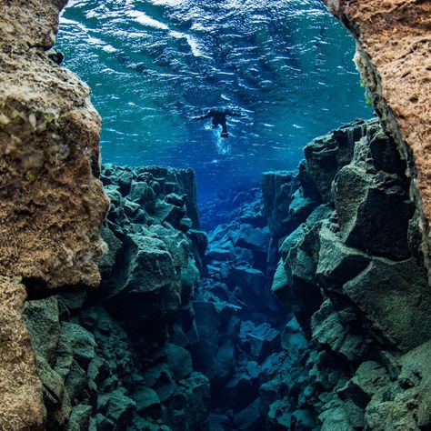 Voted one of the best destinations in the world to snorkel by @condenasttraveller; Silfra is a mesmerizing and unique experience in Iceland. What do you say to snorkeling in a fissure between two tectonic plates in the crystal-clear waters of Þingvellir National Park?! Just an hour outside Reykjavík, this remarkable crack between two tectonic plates is filled with the clearest water on our planet, allowing for over 100 meters of visibility. And don't worry, you will be dressed in all the kit... Silfra Iceland, Iceland Plane Wreck, Iceland Snorkeling Silfra, Gullfoss Waterfall Iceland, Thingvellir National Park, Dynjandi Waterfall Iceland, Iceland Volcano Eyjafjallajokull, Plate Tectonics, Reykjavik