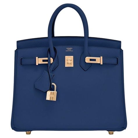 Hermes Birkin Bag 25, Blue Birkin, Birken Bag, Classy Bags, Hermes Store, Uni Bag, Navy Blue Bag, Hermes Birkin Handbags, Birkin Handbags