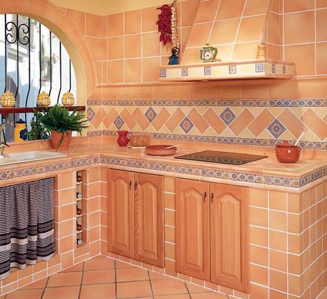 reformas de cocinas rusticas en barcelona, cocinas integrales rusticas Mexican Style Kitchens, Hacienda Kitchen, Classical Kitchen, Mexican Kitchen Decor, Mexican Kitchens, Mexican Home Decor, Mexican Home, Concrete Kitchen, Kitchen Cabinet Design