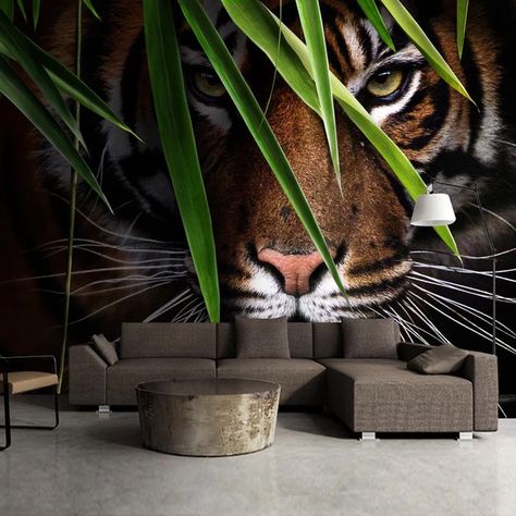 Custom 3D Photo Wallpaper Tiger Poster Wall Painting Living Room Entrance Bedroom Background Wall Art Animal Mural Wall Covering _ - AliExpress Mobile Photo Wallpaper Bedroom, Wallpaper Tiger, Painting Tv, Bedroom Mural, Wall Painting Living Room, Green Leaf Wallpaper, Tiger Poster, Bedroom Background, Tiger Wallpaper