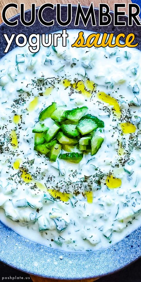 Cacik Recipe, Cacik Turkish, Turkish Lunch, Tzatziki Sauce Recipe Easy, Turkish Yogurt, Buttery Rice, Cucumber Yogurt Sauce, Greek Marinated Chicken, Cucumber Sauce