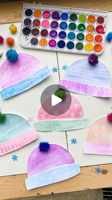 Deena Keller on Instagram: "Winter Hat Craft❄️ follow @abcdeelearning for more kids ideas. Comment WINTER to get the free template ☃️" Winter Art Activities For Kids, Winter Art Activities, Preschool Seasons, Christmas Ideas For School, Winter Hat Craft, January Lesson Plans, Painting Snowflakes, Pumpkin Learning, Preschool January