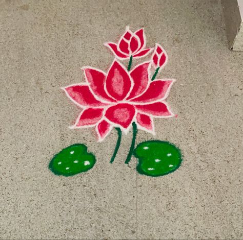 Rangoli Lotus, Rose Rangoli, Cartoons Rangoli Design, Cartoons Rangoli, Colour Kolam, Ganesh Rangoli, Sankranthi Muggulu, Lotus Rangoli, Very Easy Rangoli Designs