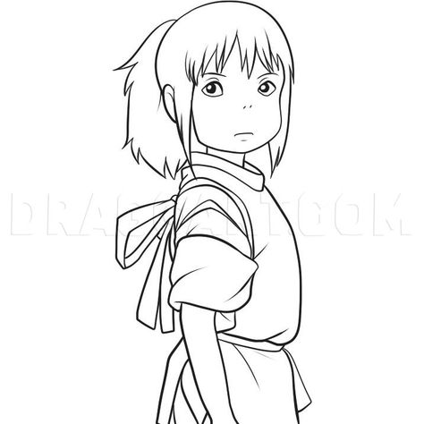 How To Draw Chihiro by Dawn | dragoart.com Chihiro Drawing, Anime Lineart, Draw Manga, Drawing Guide, Culture Club, Studio Ghibli Art, Ghibli Art, Gothic Anime, Outline Drawings