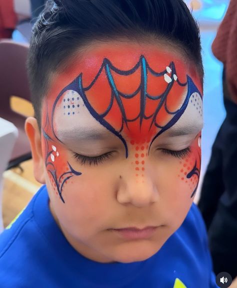 Spidey Face Paint, Face Painting For Boys, Kids Face Paint, Boy Face, Face Painting Halloween, Paint Ideas, 5th Birthday, Face Art, Face Painting