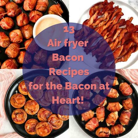 Air fryer Bacon Recipes Bacon Wrapped Recipes, Bacon Wrapped Potatoes, Easy Bacon Recipes, Breakfast Brunch Party, Bacon Grilled Cheese Sandwich, Bacon Wrapped Pineapple, Air Fryer Bacon, Bacon Grilled Cheese, Bacon Sandwich