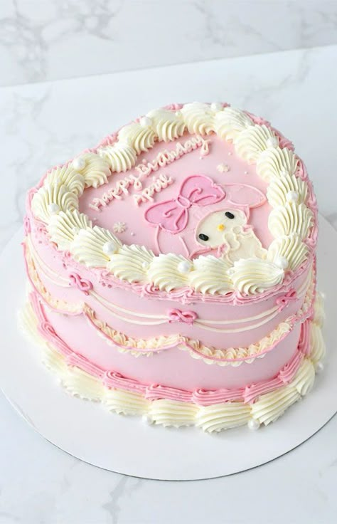 vintage style cake, lambeth cake, my melody birthday cake, buttercream cake, sanrio cake, Sanrio Cake My Melody, My Melody Birthday Cake Ideas, Cute Birthday Cakes Sanrio, Cute Cakes Designs, Birthday Cake Ideas Hello Kitty, Sanrio Birthday Party Ideas My Melody, My Melody Cake Ideas, My Melody Birthday Party Ideas, Sanrio Heart Cake