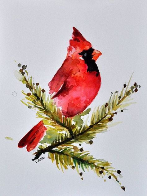 Christmas Painting Ideas, Cardinal Painting, Painted Christmas Cards, Bored Art, Bird Watercolor Paintings, Christmas Paintings On Canvas, Christmas Painting, Christmas Card Art, Easy Canvas Painting