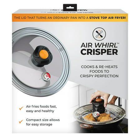 The Air Whirl Crisper is a lid that can turn any ordinary pot or pan into a gourmet air fryer. Simply place the crisping rack in your favorite pot or pan and then top with the lid and in an instant, you can make perfectly crispy food without all the added oil! By eliminating the need for oil, making all your favorite fried foods is now safer, cleaner, and healthier. The Air Whirl is a compact size that allows for easier storage than a traditional air fryer, creating a clutter- free kitchen & cou Air Whirl Crisper Recipes, Fry Food, Stainless Steel Stove, Food Fast, Crisp Air, Crisp Recipe, Convection Oven, Fried Food, Pots And Pans