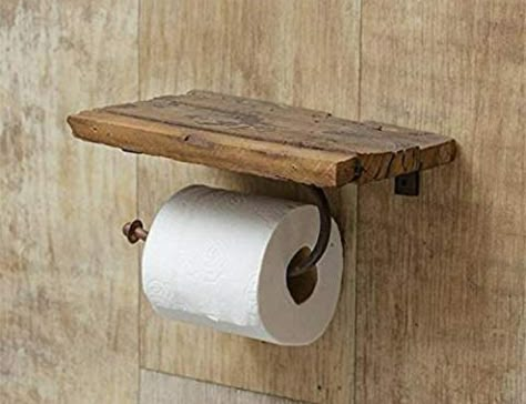 Vintage Farmhouse Bathroom, Rustic Toilet Paper Holders, Diy Toilet Paper Holder, Wood Toilet Paper Holder, Rustic Toilets, Primitive Bathrooms, Bathroom Toilet Paper Holders, Diy Toilet, Bathroom Diy