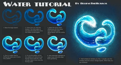 Water Tutorial, Cloud Tutorial, Drawing Water, Digital Painting Techniques, Beginner Photo Editing, Digital Art Beginner, Coloring Tutorial, Digital Painting Tutorials, Art Tutorials Drawing