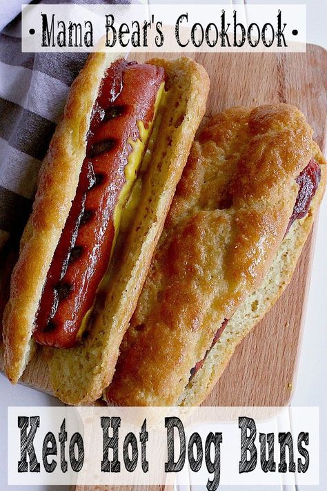 Enjoy hot dogs to their full potential with these Keto Hot Dog Buns. They are super easy to make and ready in 20 minutes from start to finish! #lowcarb #keto #mamabearscookbook Keto Hot Dogs, Keto Hot Dog Buns, Keto Buns, Low Carb Biscuit, Postre Keto, Keto Breads, Low Carb Dessert, Low Carb Side Dishes, Recetas Keto