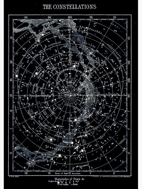 "STAR CONSTELLATIONS : Vintage 1900 Galaxy Chart Map" Canvas Print by posterbobs | Redbubble Veggie Apps, Constellation Wall, Constellation Poster, Astronomy Stars, Celestial Map, طابع بريدي, Constellation Map, Galaxy Poster, Stars In The Sky