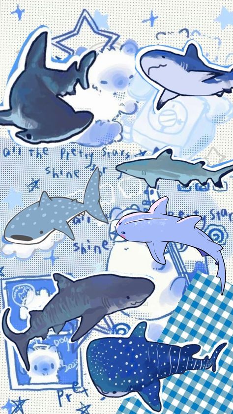 Shark Background, Shark Pictures, Cute Home Screen Wallpaper, Cute Home Screens, Future Wallpaper, Shark Art, Cute Shark, Blue Shark, Ocean Wallpaper