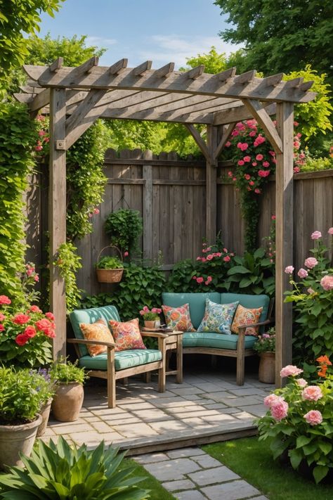 20 Corner Pergola Ideas – ToolzView Corner House Yard Ideas, Bench In Corner Of Yard, Sunny Corner Garden Ideas, Half Pergola Ideas, Yard Corner Ideas, Small Pergola Ideas Backyards, Corner Backyard Ideas, Unlevel Backyard Ideas, Small Corner Garden Ideas