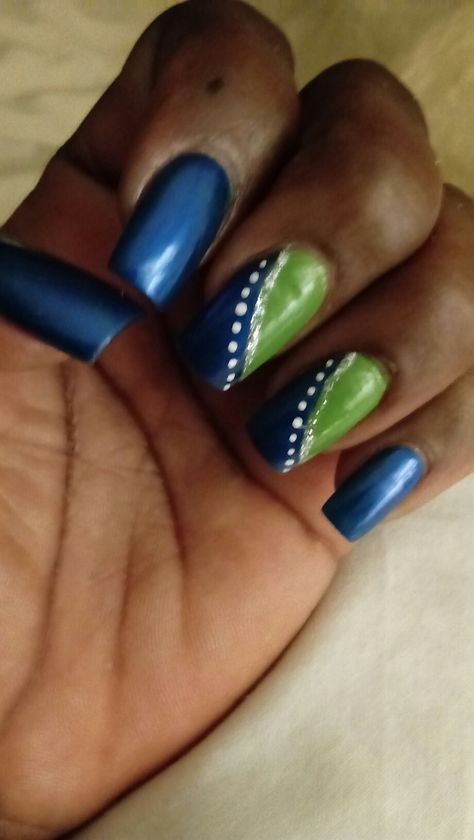 Blue And Green Gel Nails, Green And Navy Nails, Navy Blue And Lime Green Nails, Navy And Green Nails, Green Blue Ombre Nails, Blue And Lime Green Nails, Blue And Green Nails Ideas, Green And Blue Nails Designs, Lime Green Nails Design