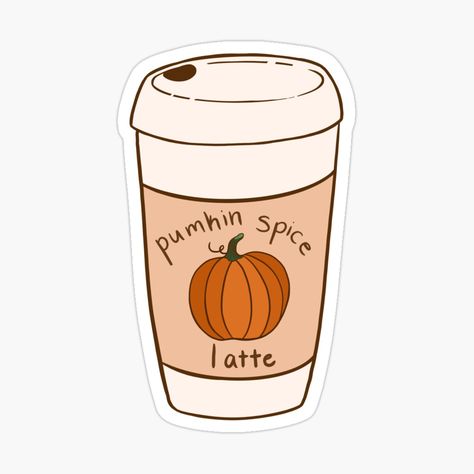 Autumn Cute Stickers, Pumpkin Spice Sticker, Pumpkin Spice Latte Illustration, Pumpkin Spice Latte Drawing, Cricut Stickers Ideas, Fall Stickers Aesthetic, Halloween Animation, Autumn Prints, Stickers For Journaling