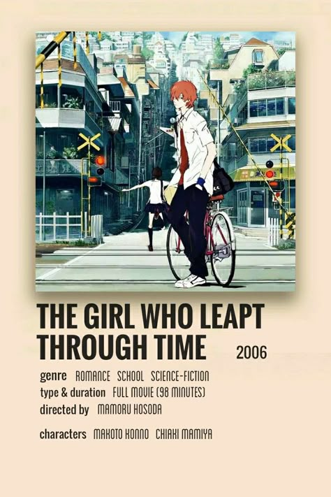 Here are some Alternative Minimalist Posters. Wall Posters with official details. For archived purposes and remembrance of my favourite media and publications. Created by @kwhoshi How To Make Minimalist Poster, Japanese Anime Movies, Reading Poster Making, The Girl Who Leapt Through Time, Anime Recs, Minimalistic Posters, Anime To Watch, Movies For Free, Time Poster