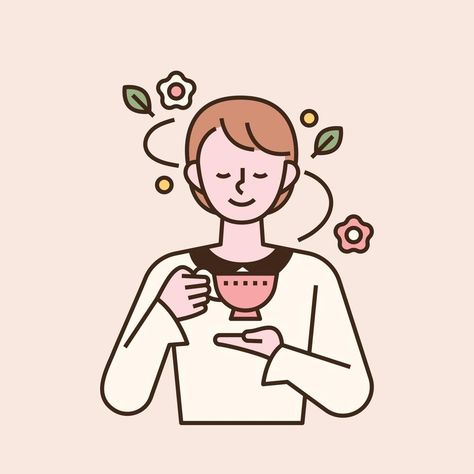 An elegant woman is drinking tea with a pretty mug in her hand. flat design style minimal vector illustration. Drawing Minimal, Pretty Mug, Tea Illustration, Coffee Illustration, Pretty Mugs, Cup A, Drawing Templates, Minimal Style, Tea Shop