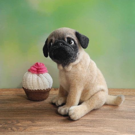 Felting Crafts, Needle Felted Dog, Real Bones, Animal Advocacy, Felt Dogs, Felted Animals, Pug Puppies, Needle Felt, Needle Felted Animals