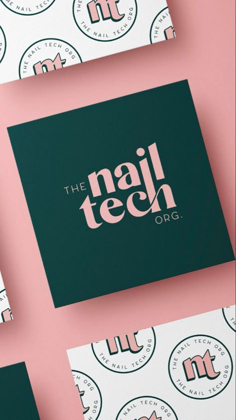 Pink and green brand identity for Nail Tech organisation Medical Spa Branding, Modern Vintage Branding, Corporate Design Inspiration, Mcm Branding, Green Brand Identity, Graphic Design Branding Identity, Typographie Logo, Visuell Identitet, Inspiration Logo Design