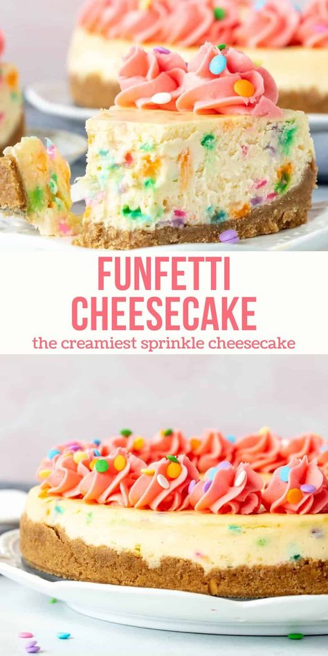 Cheesecake Funfetti, Funfetti Cake Mix Recipes, Usa Dessert, Classic Birthday Cake, The Perfect Cheesecake, Birthday Cake Cheesecake, Funfetti Cheesecake, Birthday Cheesecake, Fruit Cheesecake