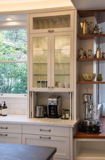 33 Coffee Station Ideas That Will Get You Brewing - Sebring Design Build Home Coffee Bar Ideas, Coffee Station Ideas, White Kitchen Traditional, Coffee Station Kitchen, Coffee Bar Station, Coffee Bar Ideas, Black Kitchen Island, Home Coffee Stations, Coffee Bars In Kitchen