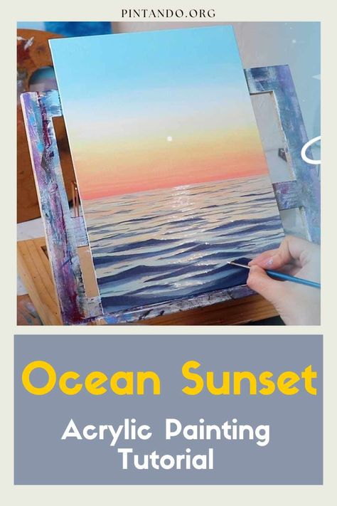 Explore the art of acrylic painting with our step-by-step tutorial led by Emily Mackey Art. Learn the intricate blending techniques to create a serene ocean sunset scene using just four colors. Perfect for all skill levels, this tutorial offers a calming escape, ideal for those seeking a therapeutic activity while spending time indoors. Join us on a creative journey to relax, destress, and immerse yourself in the beauty of painting. Watch the tutorial now and discover Emily Mackey Art, Sunset Ocean Painting, Sunset Acrylic Painting, Blending Techniques, Sunset Acrylic, Sunset Painting Acrylic, The Joy Of Painting, Therapeutic Activities, Canvas Painting Tutorials