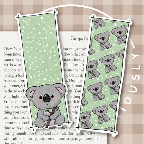 2 bookmarks printed with my original illustrations! Available individually or as a set, one of each design. A perfect gift for yourself or a friend who loves reading! These bookmarks are also available to purchase individually! - Designed and made in the UK - Each bookmark is 6.5 inches in length - Printed on uncoated 300gsm card with a beautiful finish           - If you choose the laminated option I use high quality matte lamination sheets leaving the bookmarks with a beautifully silky finish We Bear Bears Bookmark, Animal Bookmarks Diy, Cute Cartoon Bookmarks, Panda Bookmark Printable, Koala Bookmark, Handmade Bookmarks Diy, Bookmark Printing, Business Branding Inspiration, Easy Love Drawings