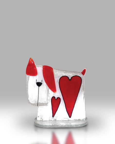 Fusing Glas, L'art Du Vitrail, Dog Red, Fused Glass Ornaments, Glass Sculptures, Gorgeous Glass, Red Hearts, Glass Art Sculpture, Stained Glass Art