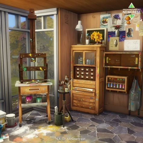 Basegame + Artist Studio kit Sims 4 home 🎨 The new Sims kits are out and I got the Artist Studio one. To test it out I have built a small, like really small, cabin for an spriring artist. I only used basegame and the items from the kit. The little shed next to the pond is a workshop. This lot is: 🛋 Fully furnished 🍀 Functional & playtested 🏘 Basegame & Artist Studio ✅ No CC 📐 30x20 You can download it for free from the gallery. My EA-ID is ABNewcrest 🌿 #sims4artiststudio #sims4basegame ... Sims 4 Cc Houses Download Furnished Free, Sims 4 Cc Art Studio, Sims 4 Artist House, Sims 4 Art Gallery, Sims 4 Artist Cc, Sims 4 Art Studio, Sims 4 Instagram, Sims 4 Modern House, Living Room Sims 4