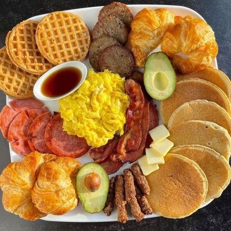 Unhealthy Breakfast, Breakfast Platter, Dive In, Waffles, The Good, Tumblr, Black